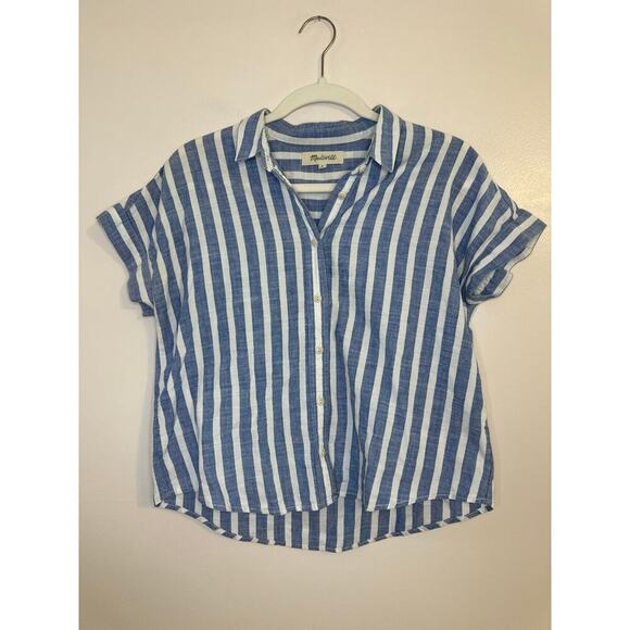 Madewell Womens Cotton Cropped Short Sleeve Button Down Coastal Capsule Small - Picture 3 of 8